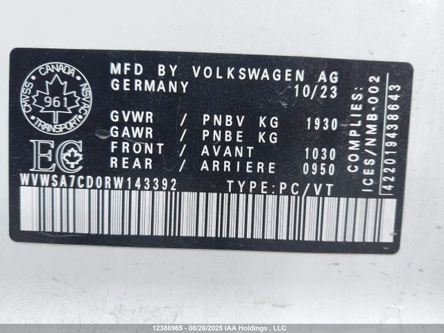 Volkswagen 2.0 tsi 2024 WVWSA7CD0RW143392 Image 9