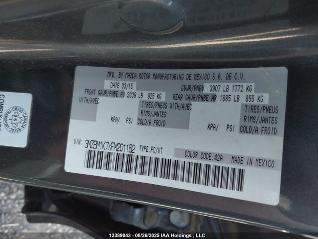 3MZBM1K7XFM201162 Mazda pe