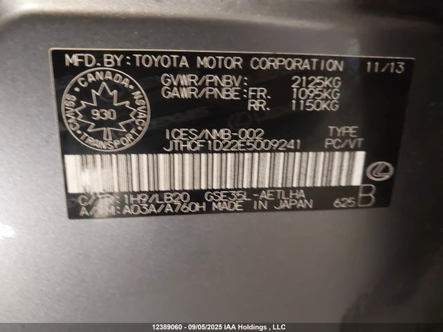 Lexus 4gr-fse 2014 JTHCF1D22E5009241 Image 9