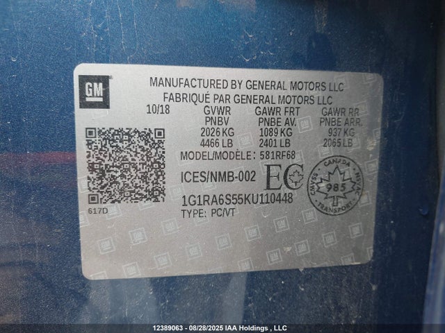 1G1RA6S55KU110448 Chevrolet l3a - direct injection, variable valve timing, hybrid, gen 1