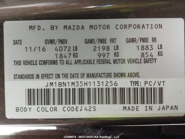 JM1BN1M35H1131256 Mazda py