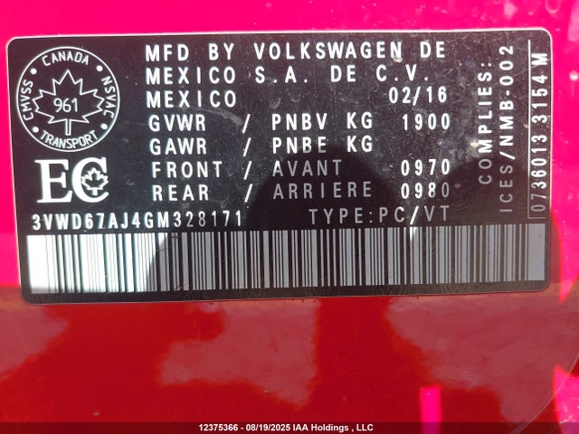 3VWD67AJ4GM328171 Volkswagen 1.4t