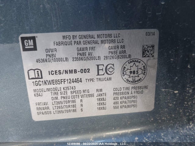 Chevrolet lml 2015 1GC1KWE85FF124464 Image 9