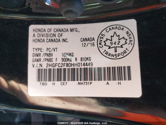 Honda k20c2 2017 2HGFC2F80HH014449 Image 19