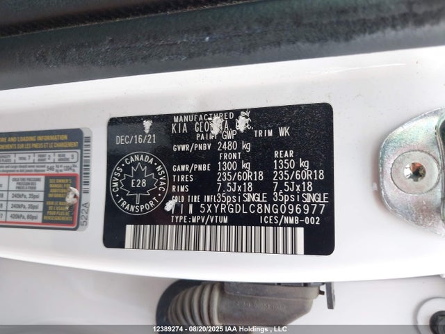 5XYRGDLC8NG096977 KIA gdi theta-iii