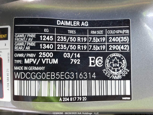 WDCGG0EB5EG316314 Mercedes-Benz Glk-Class