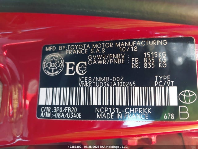 Toyota 1nz-fe 2018 VNKKTUD34JA100245 Image 19