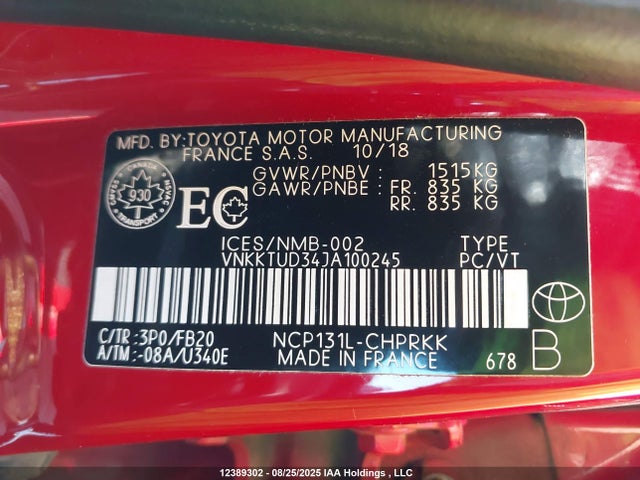 Toyota 1nz-fe 2018 VNKKTUD34JA100245 Image 20