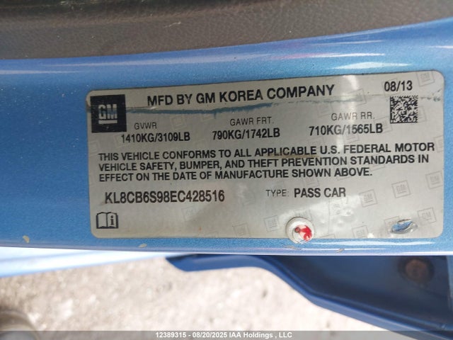 Chevrolet ll0 2014 KL8CB6S98EC428516 Image 9