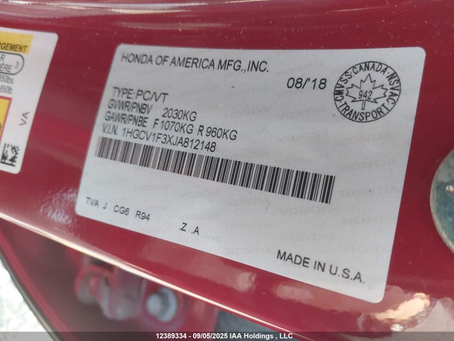 1HGCV1F3XJA812148 Honda l15be