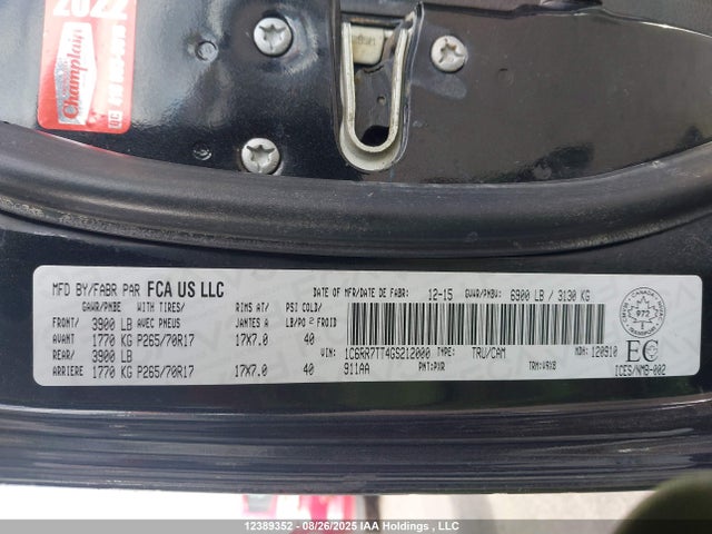 1C6RR7TT4GS212000 RAM 2016