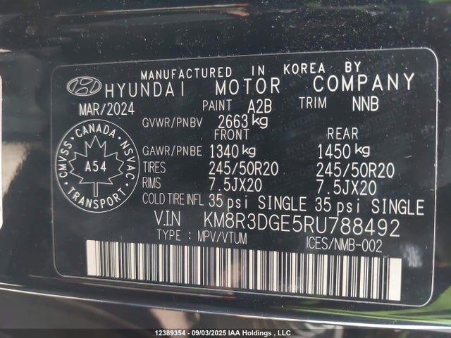 KM8R3DGE5RU788492 Hyundai gdi lambda ii