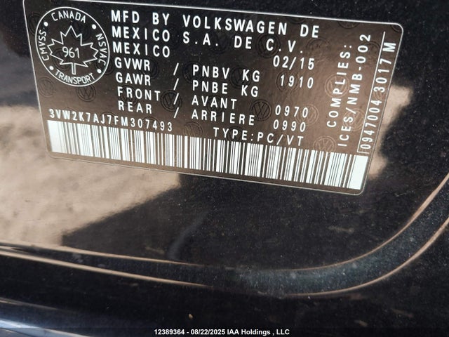 3VW2K7AJ7FM307493 Volkswagen Jetta