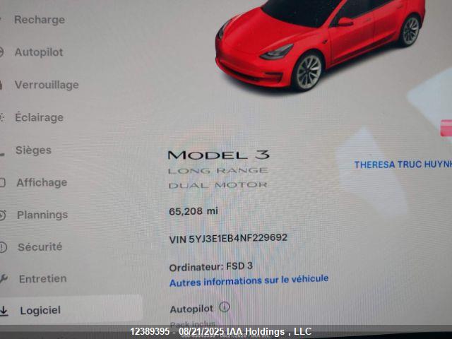 Tesla MODEL 3 2022 5YJ3E1EB4NF229692 Image 16