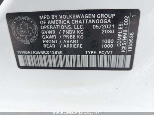 Volkswagen Passat 2021 1VWBA7A35MC013836 Image 9