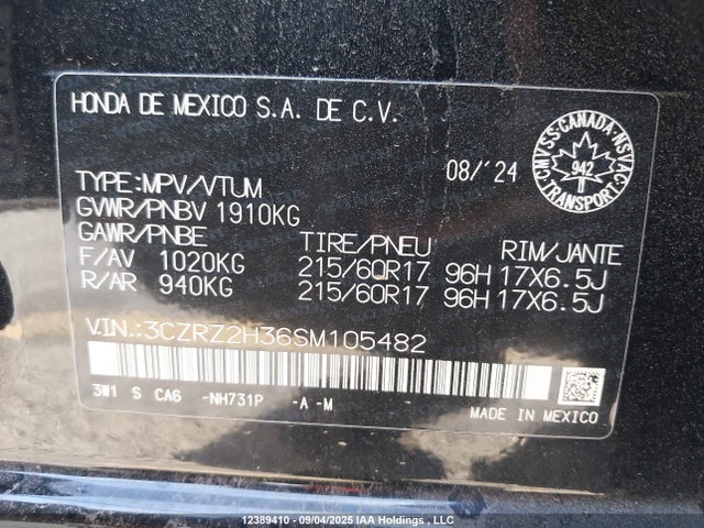 3CZRZ2H36SM105482 Honda k20z5