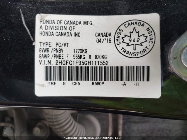 2HGFC1F95GH111552 Honda l15b7