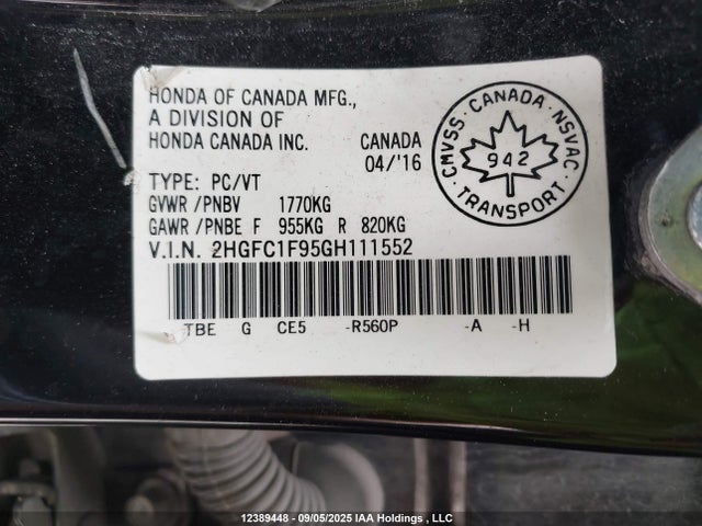 2HGFC1F95GH111552 Honda l15b7