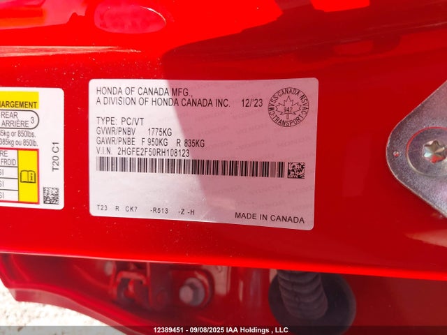 2HGFE2F50RH108123 Honda k20c2