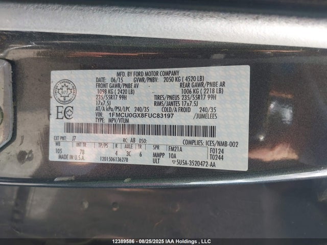 1FMCU0GX8FUC83197 Ford 2015