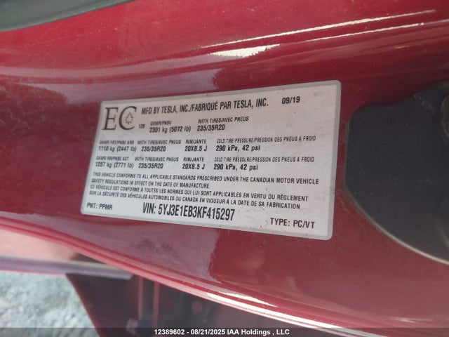 Tesla 2019 2019 5YJ3E1EB3KF415297 Image 9