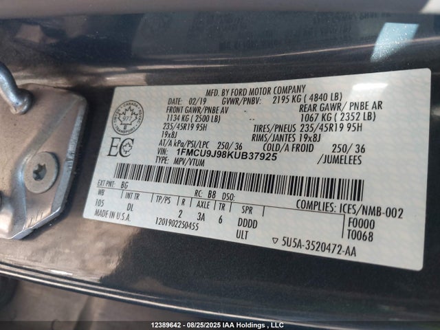 1FMCU9J98KUB37925 Ford Escape
