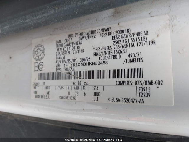 Ford 2017 2017 1FTYR2CM0HKB52458 Image 9
