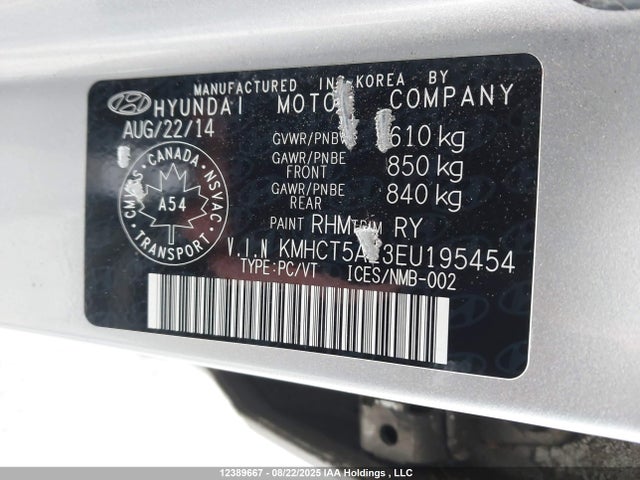 KMHCT5AE3EU195454 Hyundai ACCENT GL