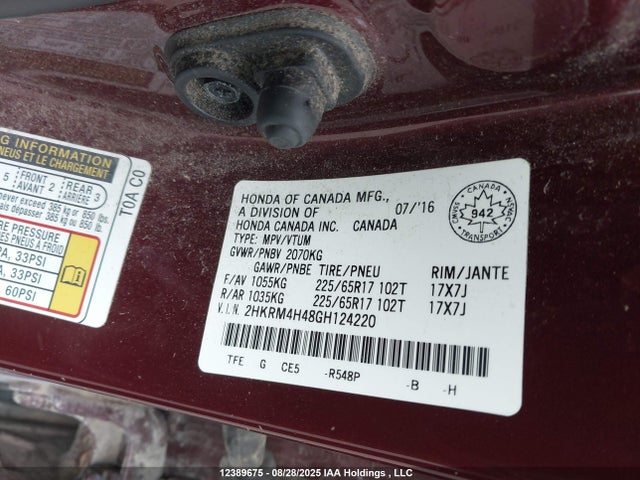 2HKRM4H48GH124220 Honda k24w9