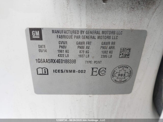 Cadillac ltg 2014 1G6AA5RX4E0188398 Image 18