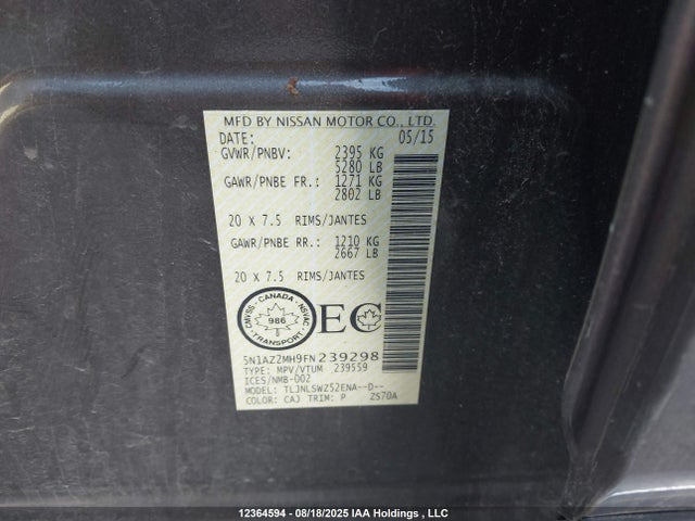 5N1AZ2MH9FN239298 Nissan Murano