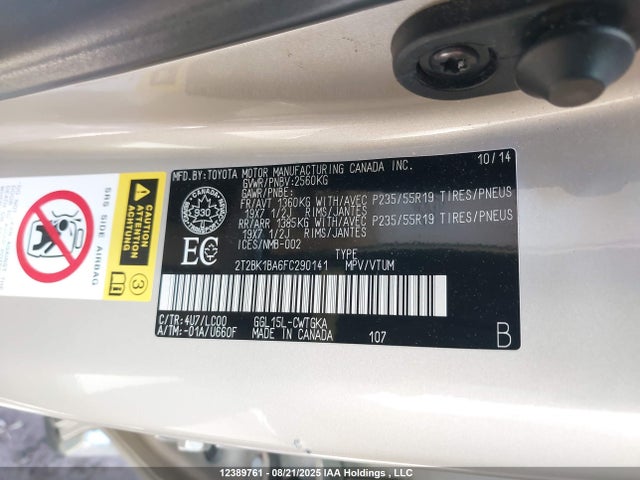 Lexus 2gr-fe 2015 2T2BK1BA6FC290141 Image 9