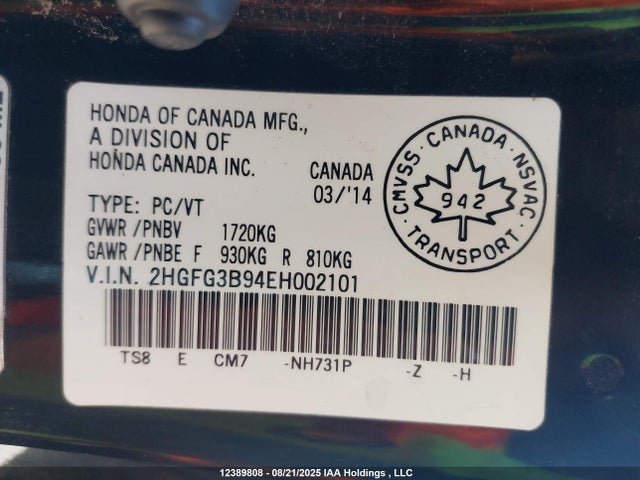 2HGFG3B94EH002101 Honda r18z1