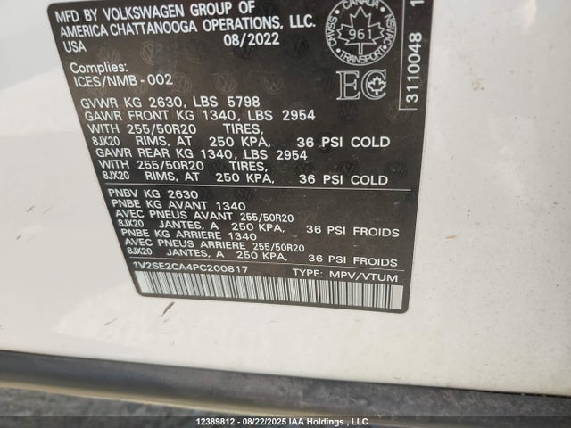 1V2SE2CA4PC200817 Volkswagen 3.6 fsi