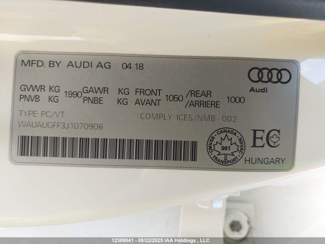 WAUAUGFF3J1070906 Audi A3