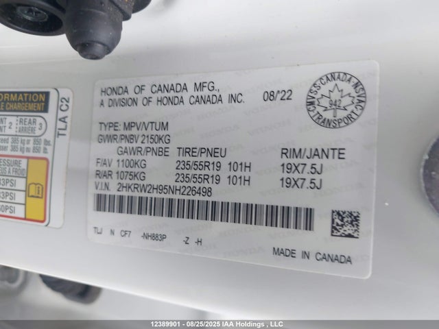 2HKRW2H95NH226498 Honda l15be
