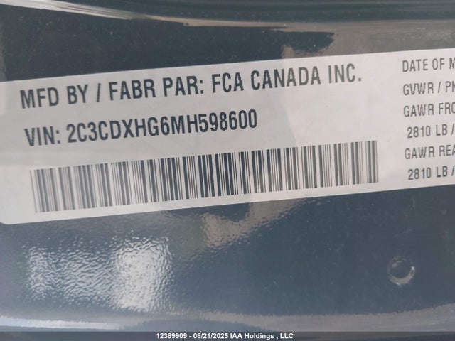 2C3CDXHG6MH598600 Dodge Charger