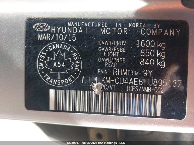 KMHCU4AE6FU895137 Hyundai dohc gdi gamma