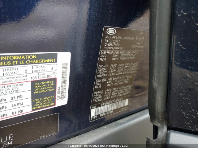Land Rover s/c lev2 ulev 2017 SALWR2FE7HA143654 Image 9