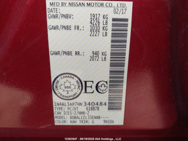 1N4AL3AP7HN340484 Nissan 2017