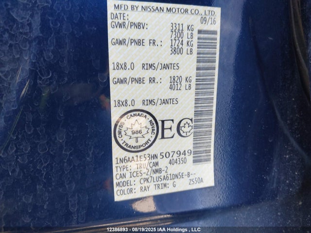 1N6AA1E53HN507949 Nissan Titan