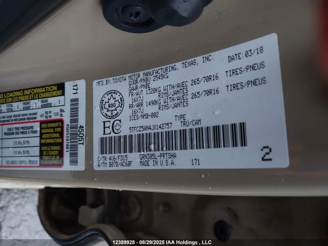 5TFCZ5AN4JX142757 Toyota 2gr-fks