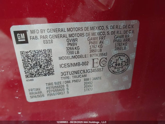 3GTU2NEC9JG345987 GMC l83 -spark ignited direct injection, variable valve timing, afm, e85 max, alum
