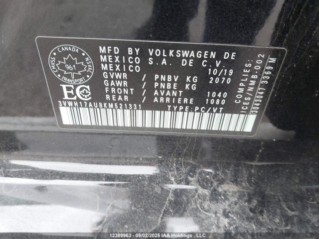 3VWH17AU8KM521331 Volkswagen GOLF ALLTRACK