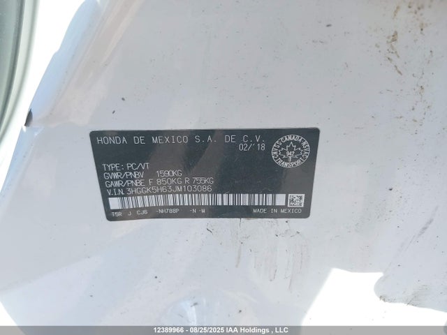 3HGGK5H63JM103086 Honda l15b1