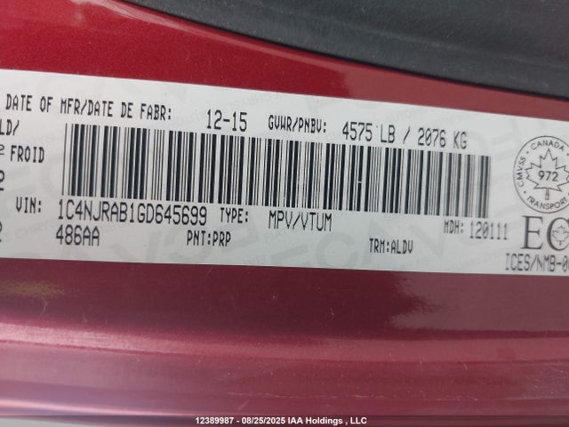 1C4NJRAB1GD645699 Jeep Patriot