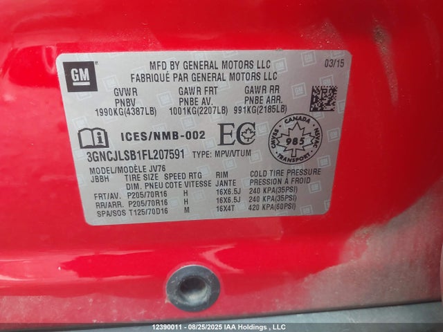 Chevrolet LUV 2015 3GNCJLSB1FL207591 Image 9