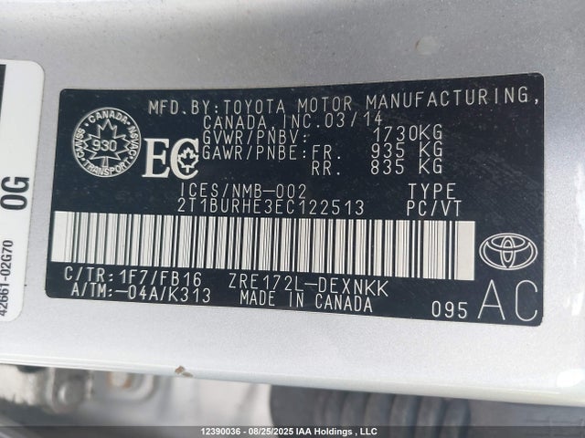 Toyota 2zr-fe 2014 2T1BURHE3EC122513 Image 9
