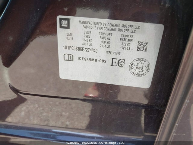 Chevrolet LUV 2015 1G1PC5SB6F7274040 Image 9