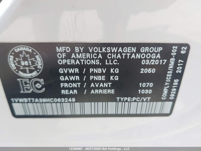 1VWBT7A39HC063249 Volkswagen 1.8 tsi